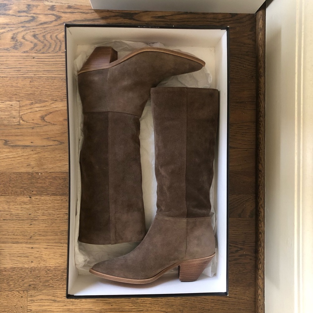 Ba&sh suede khaki cowboy boots
